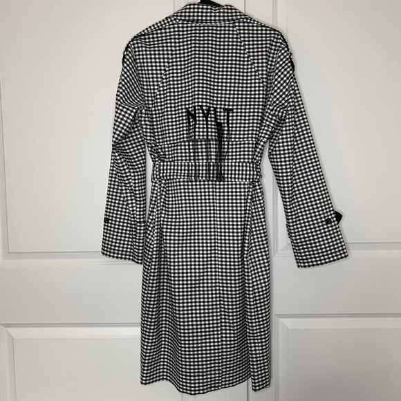 NVLT Black White Gingham Check Utility Rain Trench Coat Size M - Picture 2 of 14